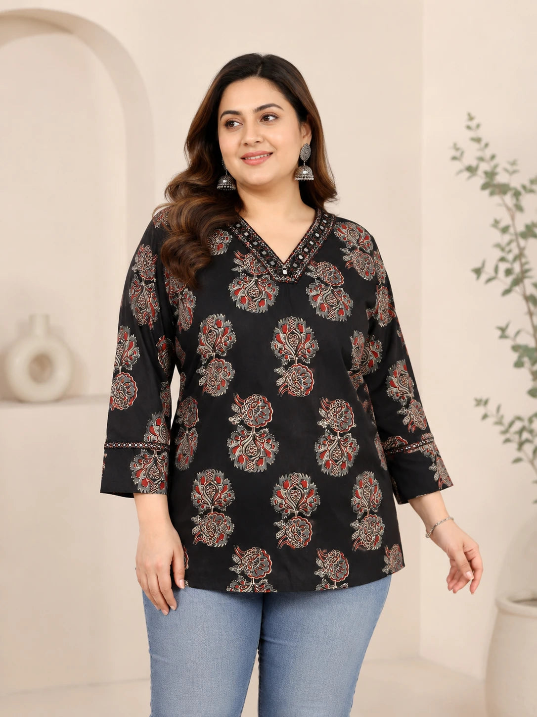 Black V-neck Tunic