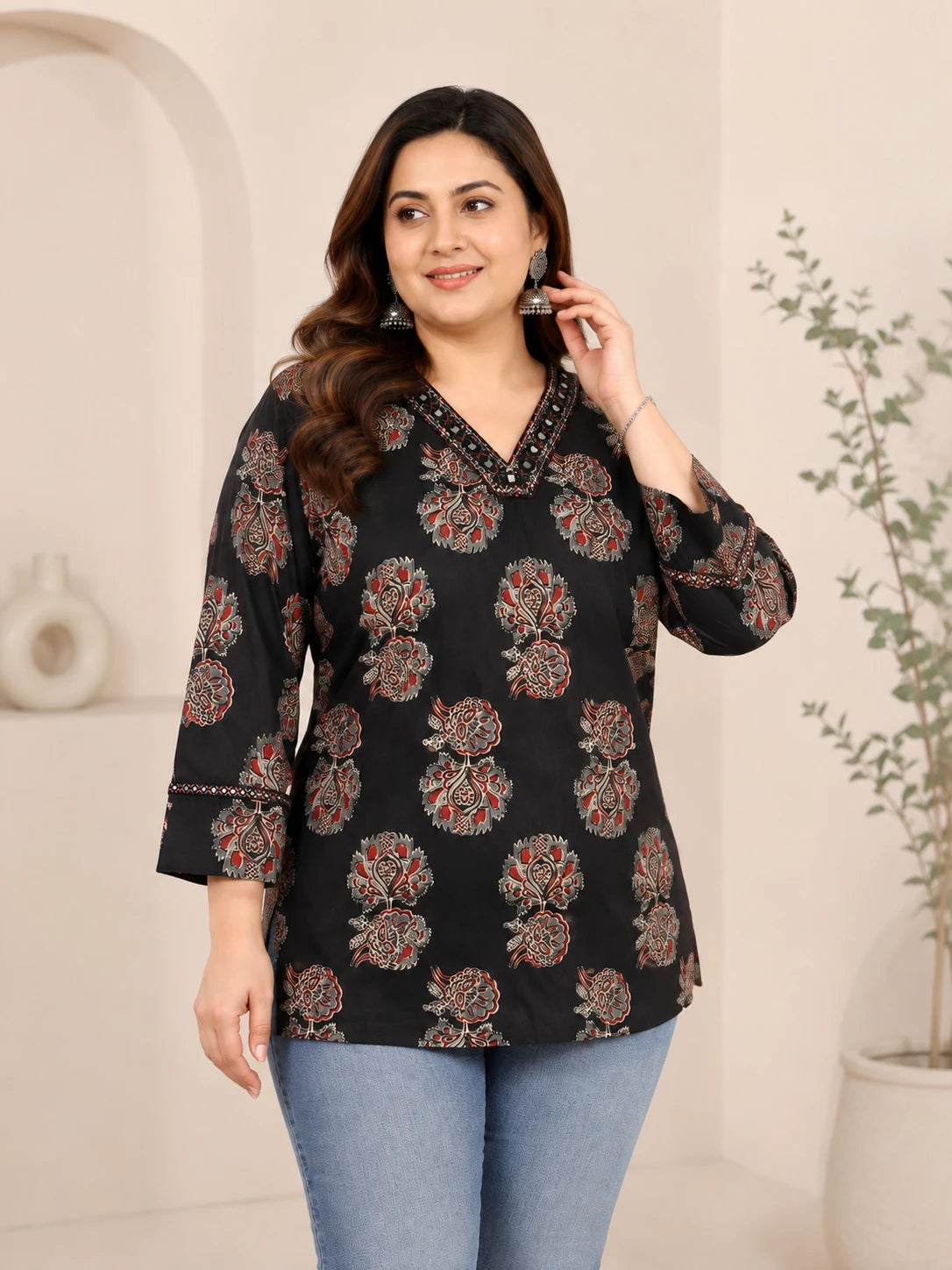 Black V-neck Tunic