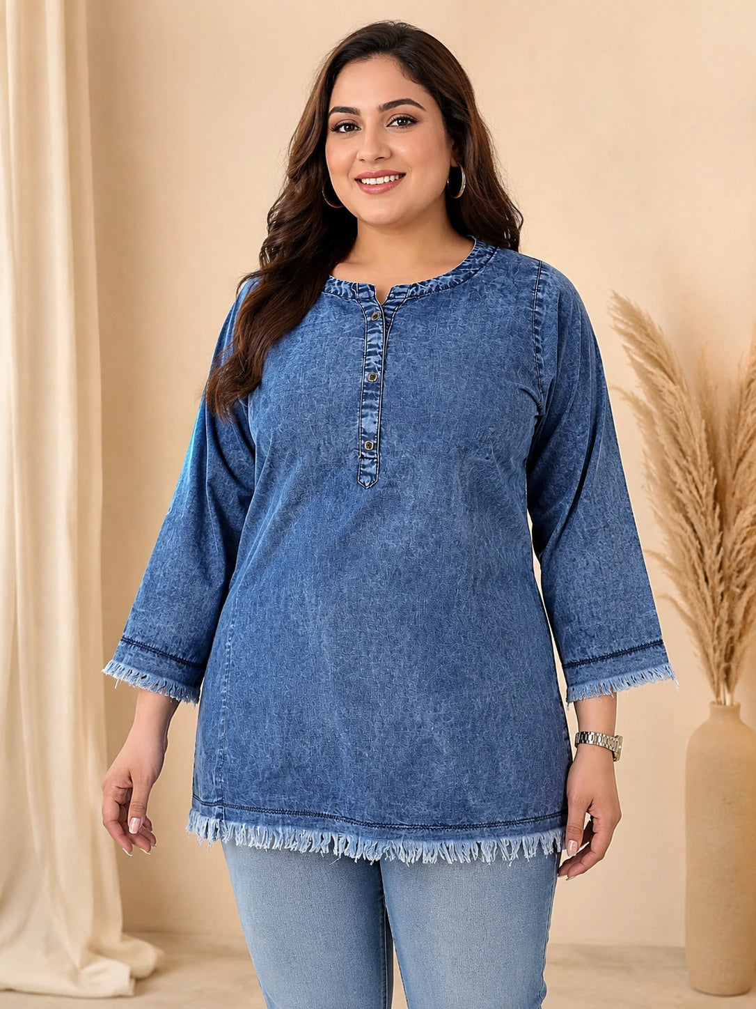 Denim Round Neck Tunic