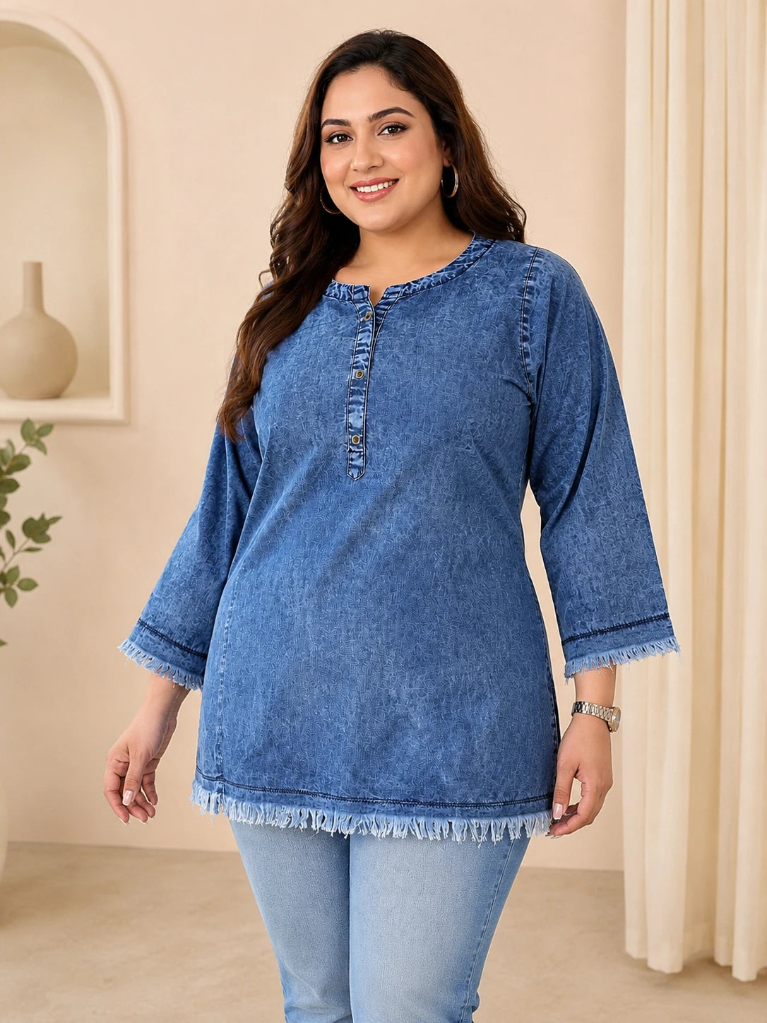 Denim Round Neck Tunic