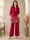 Rani Pink White Thread Work Short Co-ord Set