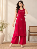 Rani Pink Shoulder Knot Embroidered Vatican Co-ord Set