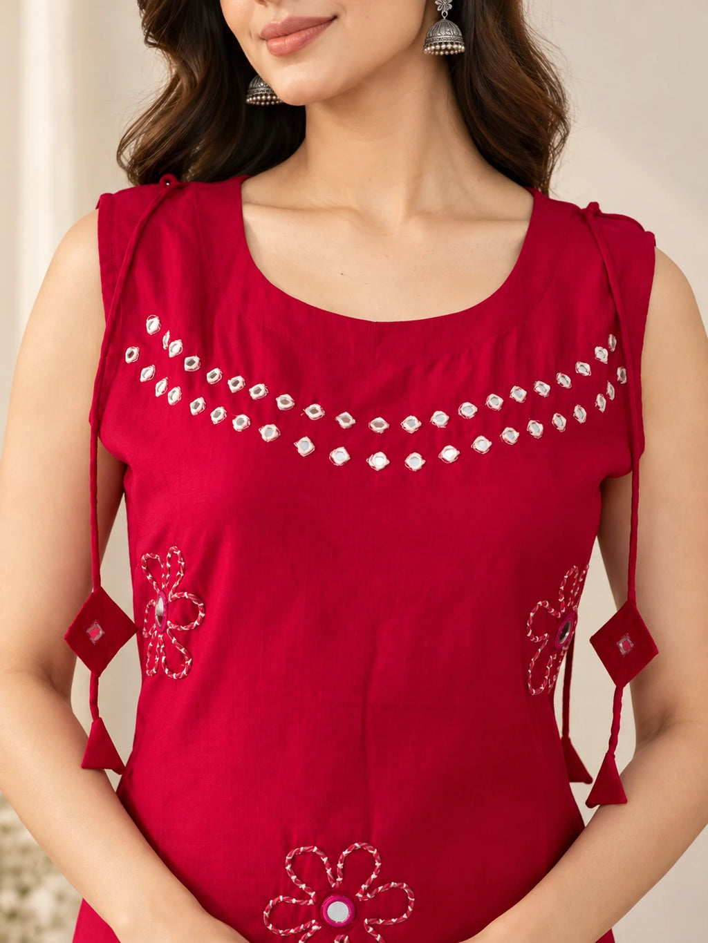 Rani Pink Shoulder Knot Embroidered Vatican Co-ord Set