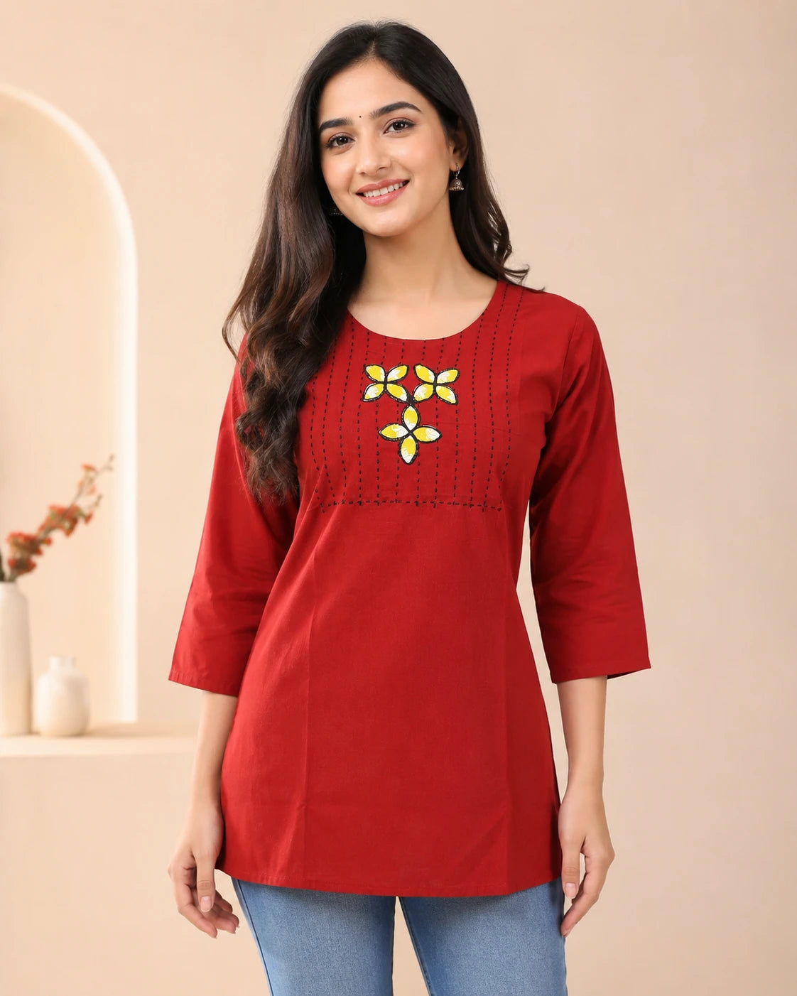 Rust Orange Cotton Tunic Top