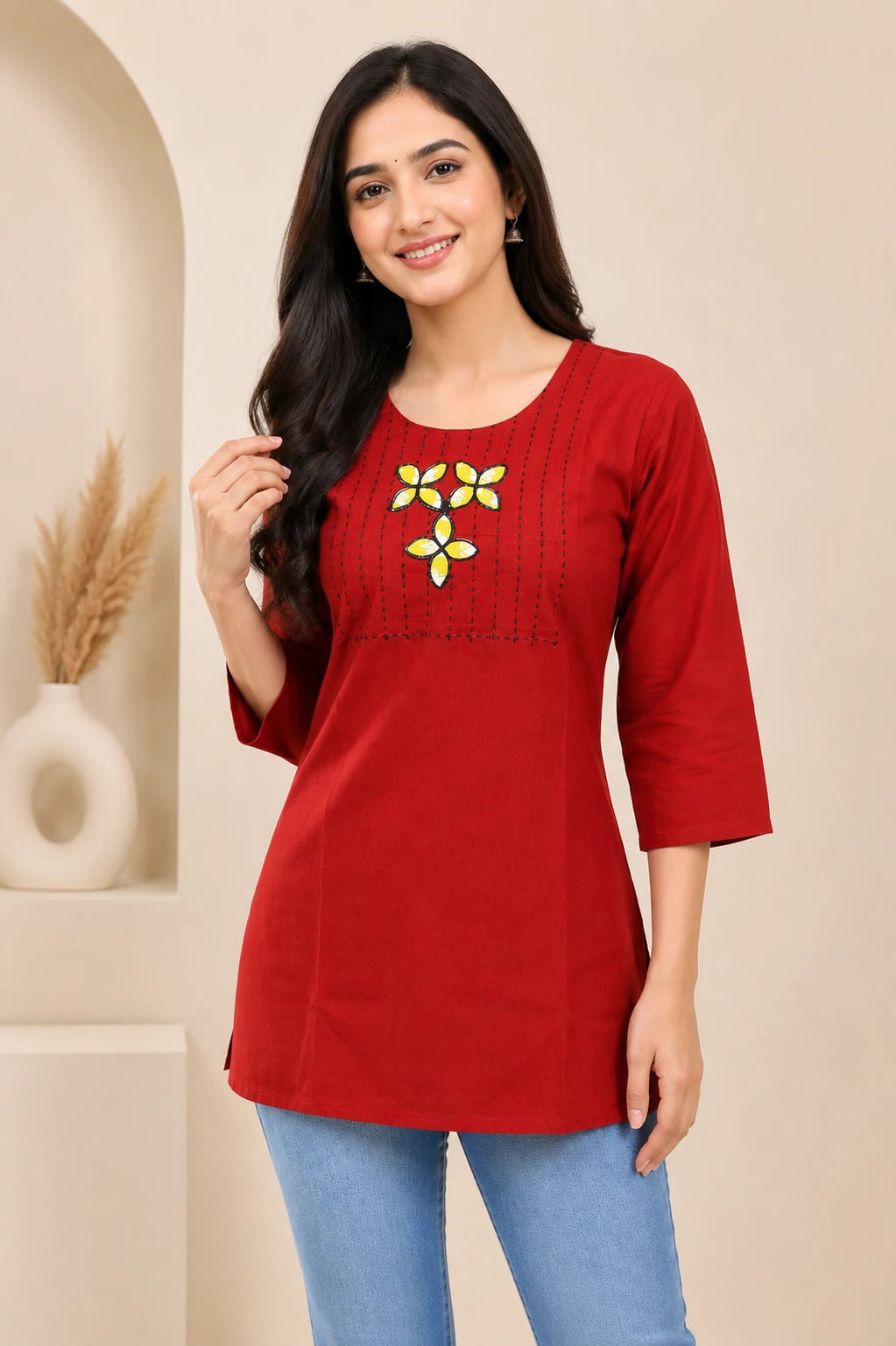Rust Orange Cotton Tunic Top