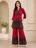 Red Gajji Silk Fish-Cut Short Co-ord Set