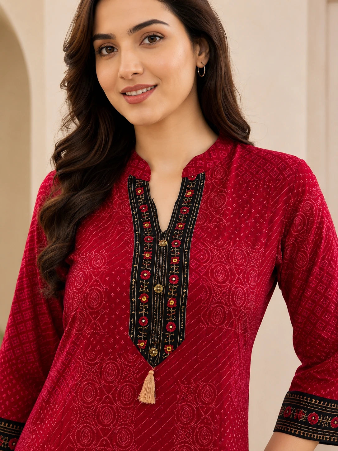 Red Gajji Silk Fish-Cut Short Co-ord Set
