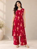 Red Ikat Kurta Palazo Set