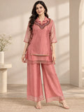 Rose Gold Embroidered Short Co-ord Set