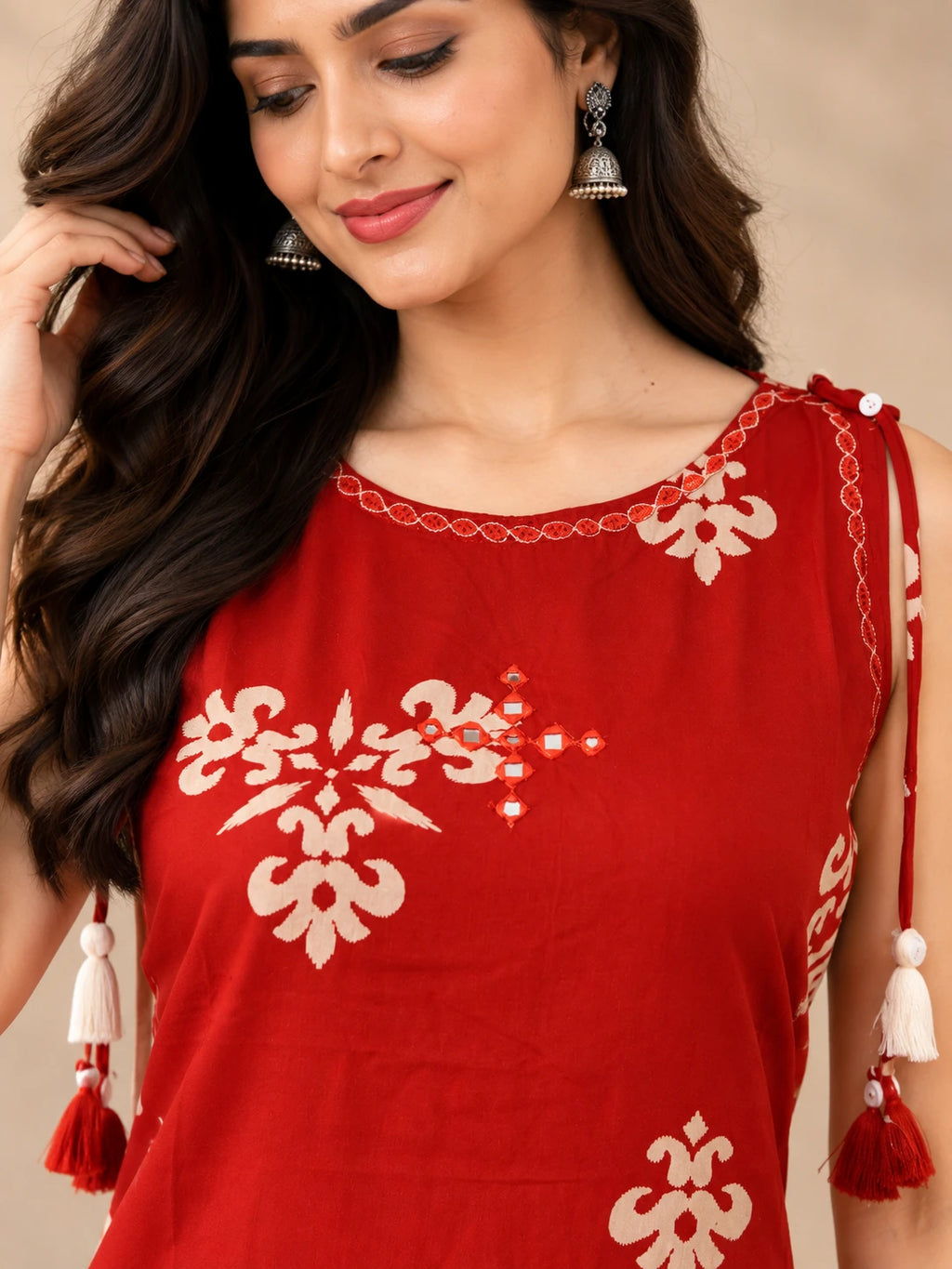 Rust orange Printed Kurta Palazo Set