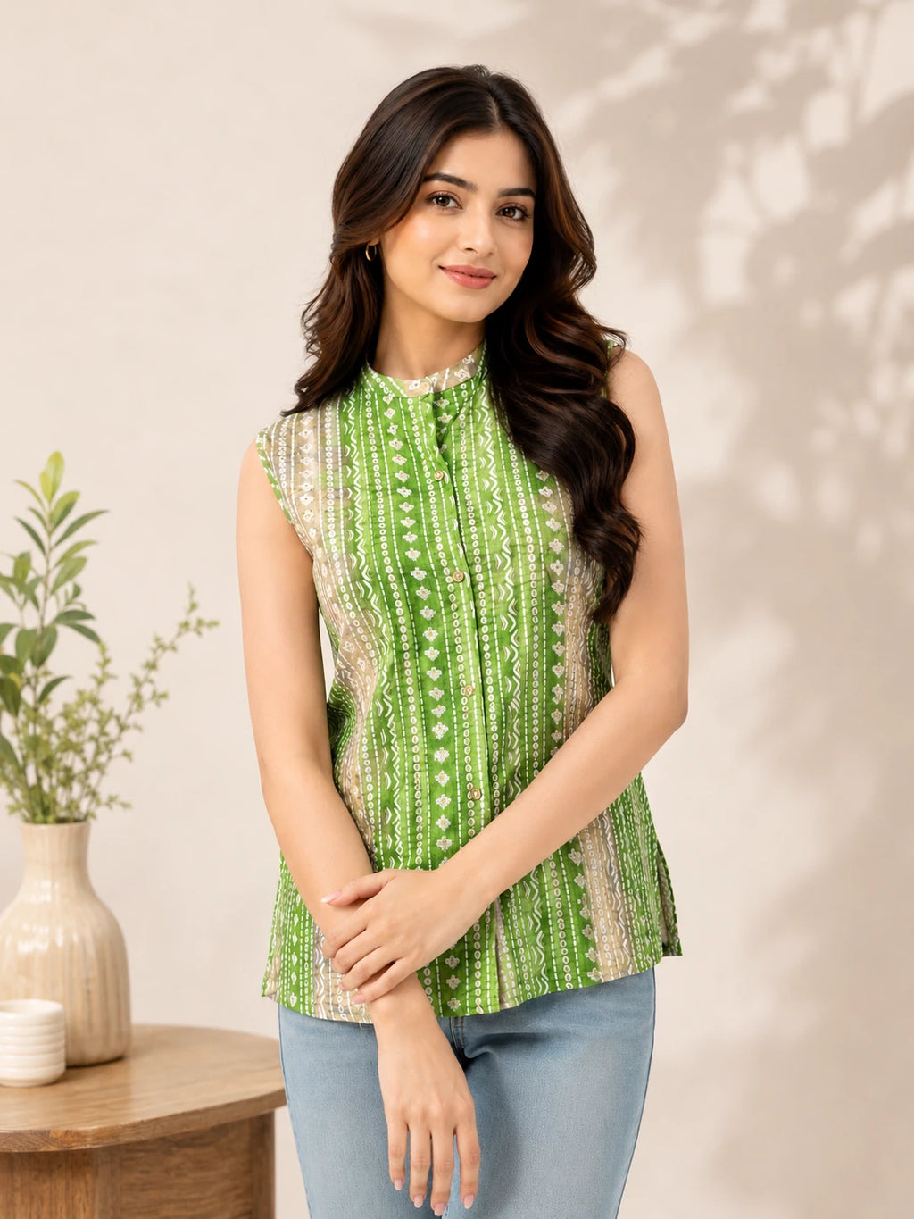 Green Sleeveless Tunic TOP