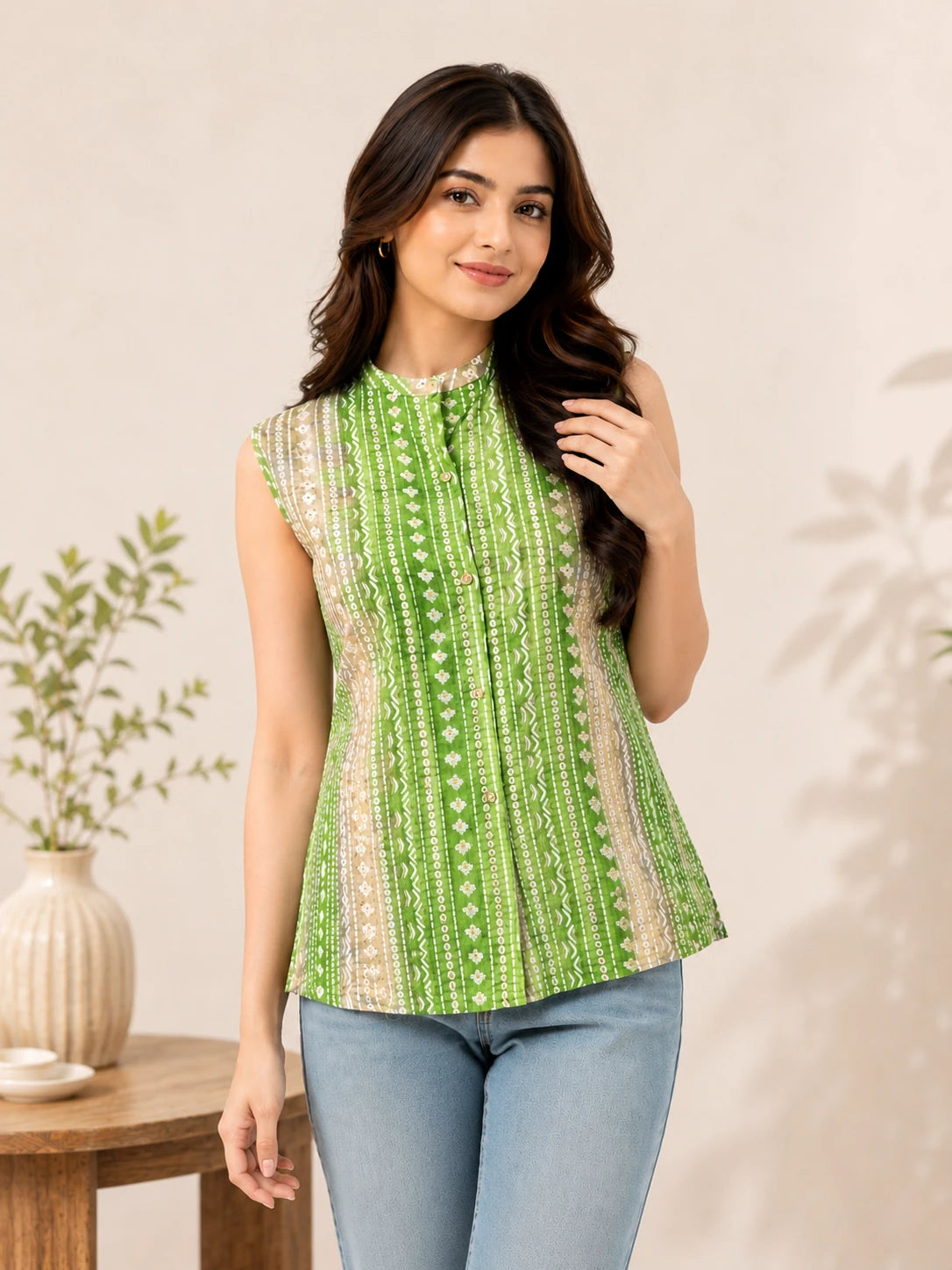 Green Sleeveless Tunic TOP