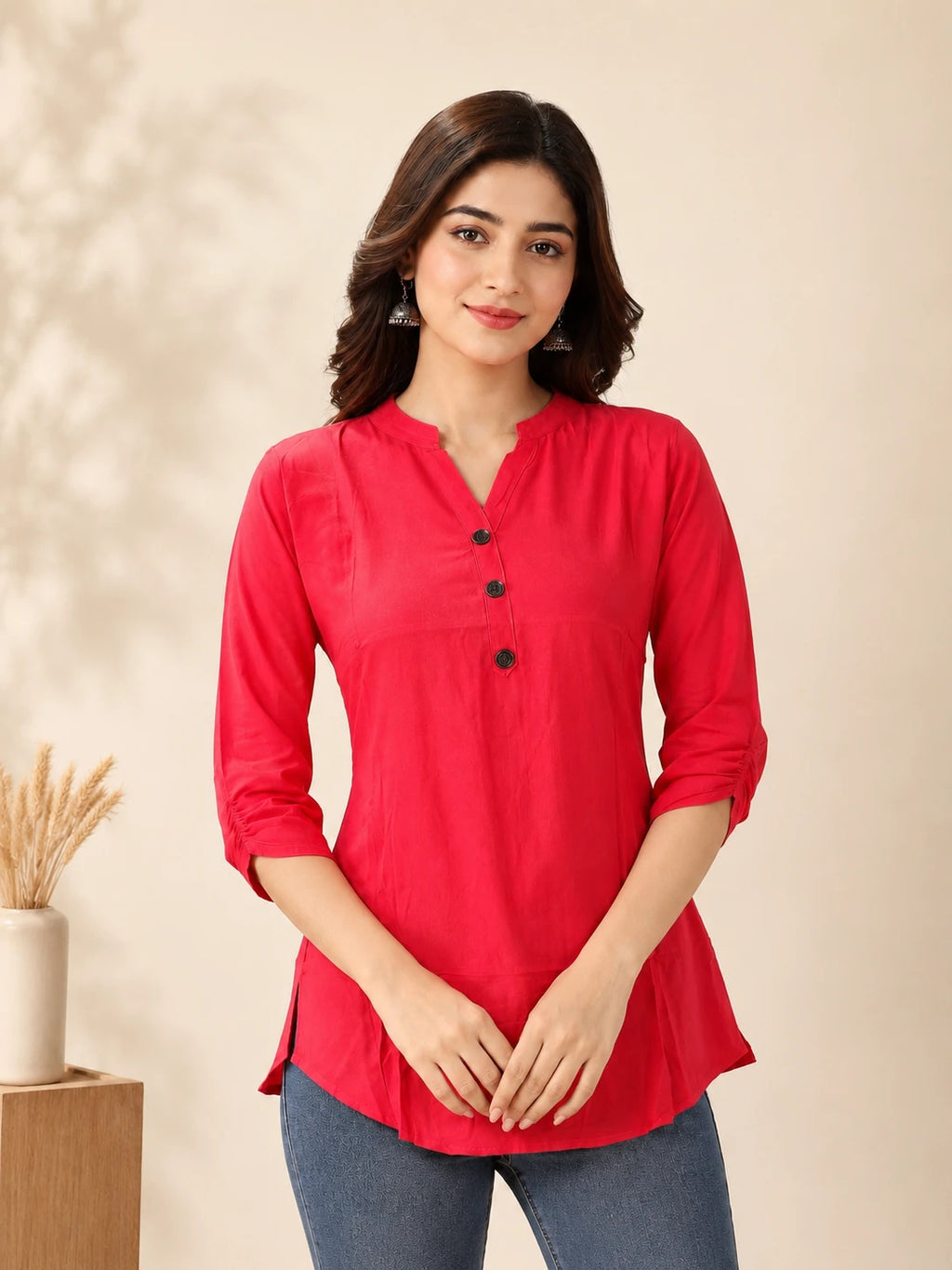 Peach Solid Tunic Top