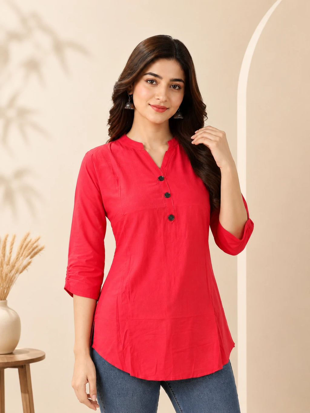 Peach Solid Tunic Top