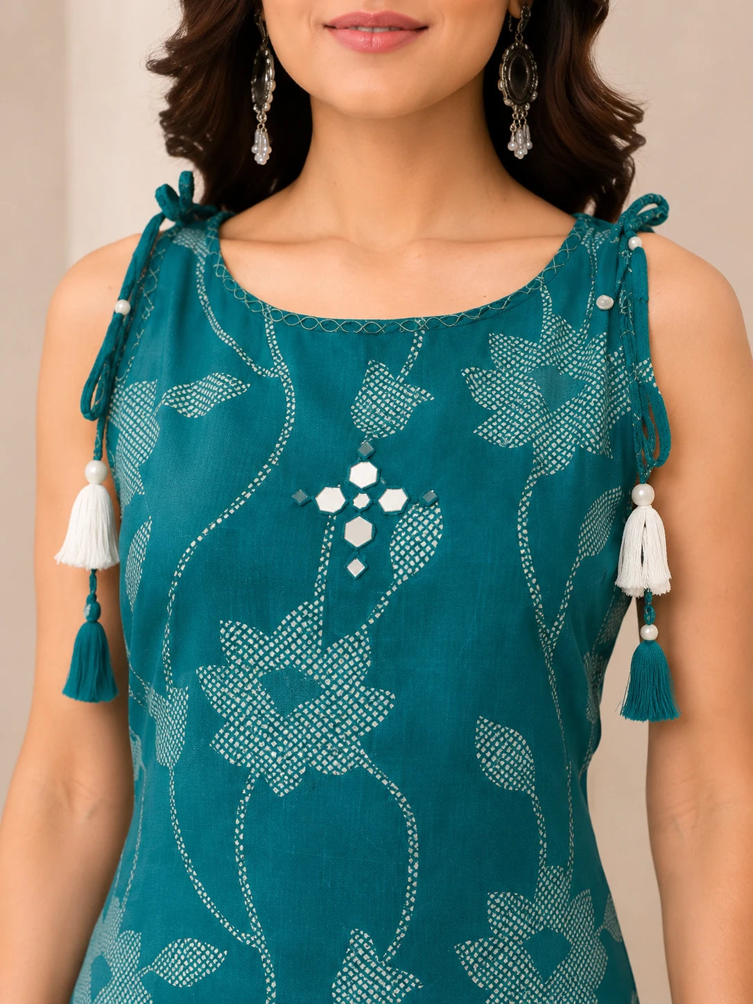 Rama Green Printed Boat Neck Co-ord Set