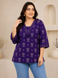 V-neck Purple Tunic Top