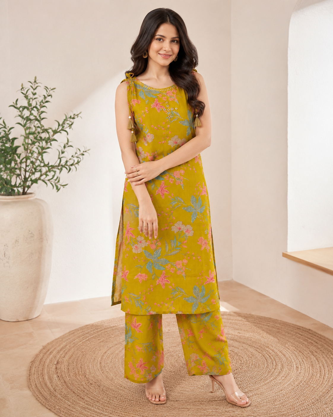 YELLOW TEXTURED CO-ORD SET