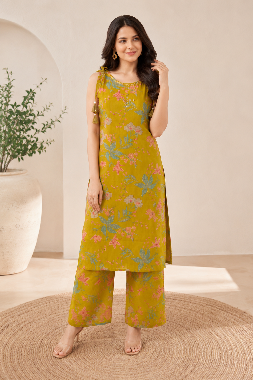YELLOW TEXTURED CO-ORD SET
