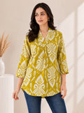 Yellow V-neck Rayon Tunic Top