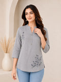 Grey Embroidered Tunic Top