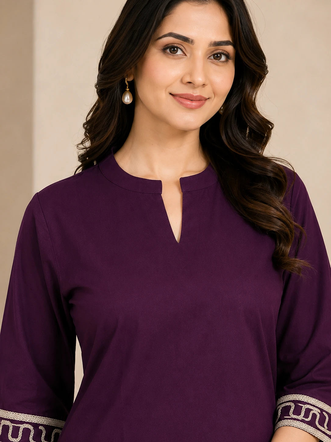 Purple Khadi Embroidered Short Co-ord Set