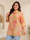 Pastel Orange Floral Printed Tunic